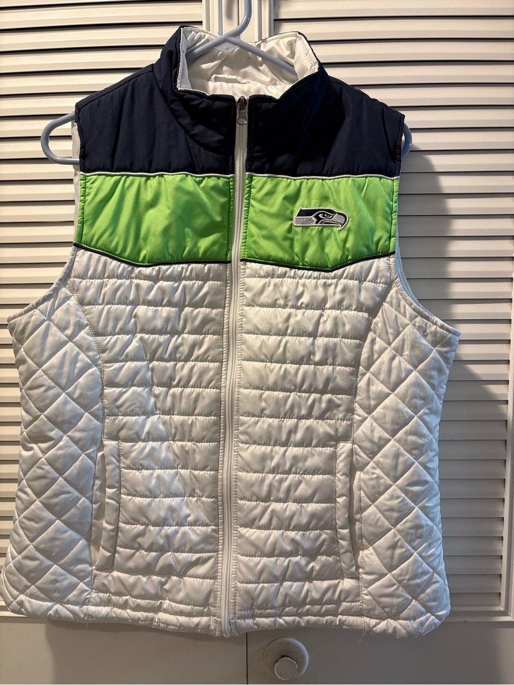 NFL White Quilted Vest Seattle Seahawks